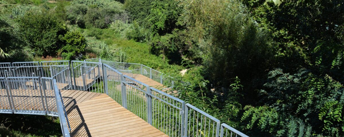 Escalera con vistas que desciende hasta el río Lagares